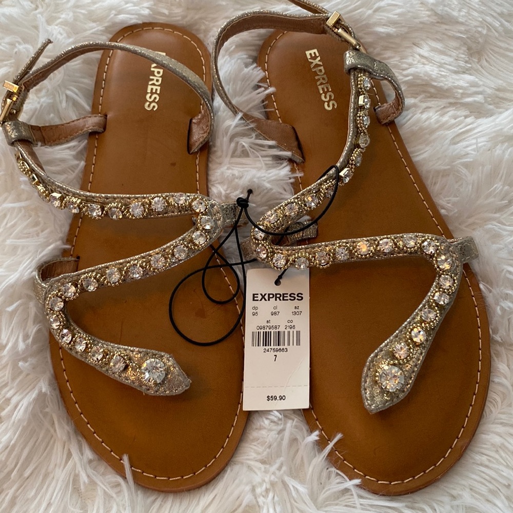 Express embellished thong sandals
